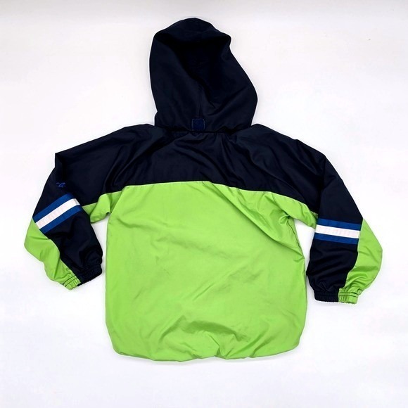 Vintage Kids Reebok Hooded Windbreaker Jacket Neon Green Size Large 5/6 - Picture 2 of 6
